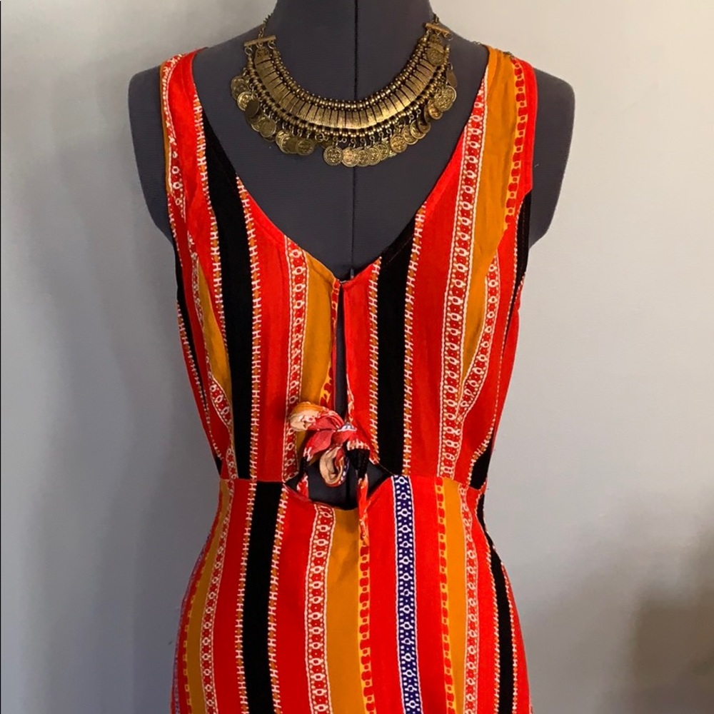 Tribal Print Peekaboo Sleeveless Dress